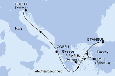 Grécko, Turecko, Taliansko z Pireusu na lodi MSC Fantasia