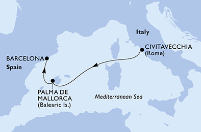 Taliansko, Španielsko z Civitavechie na lodi MSC Seaview