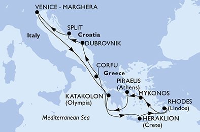 Taliansko, Grécko, Chorvátsko z Benátok na lodi MSC Armonia