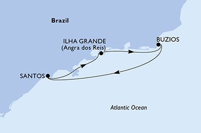 Brazília zo Santosu na lodi MSC Seaview