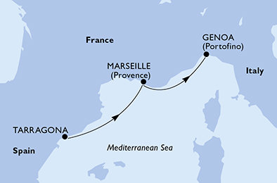 Španielsko, Francúzsko, Taliansko z Tarragony na lodi MSC Musica