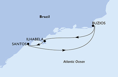 Brazília zo Santosu na lodi MSC Armonia