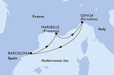 Španielsko, Francúzsko, Taliansko z Barcelony na lodi MSC Fantasia