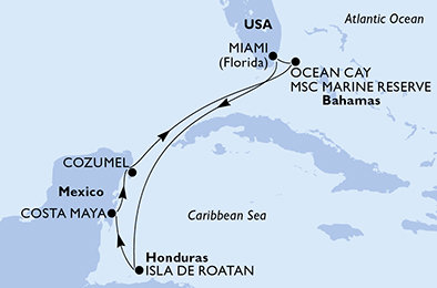 USA, Honduras, Mexiko, Bahamy z Miami na lodi MSC World America