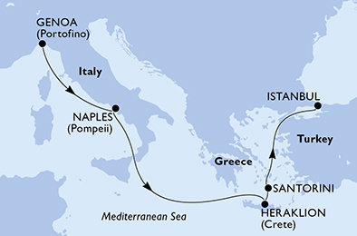 Taliansko, Grécko, Turecko z Janova na lodi MSC Fantasia