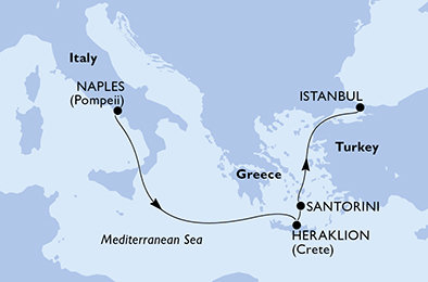 Taliansko, Grécko, Turecko z Neapolu na lodi MSC Fantasia