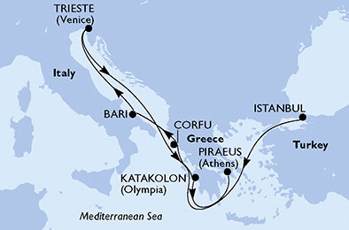 Turecko, Grécko, Taliansko z Istanbulu na lodi MSC Fantasia