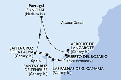 Španielsko, Portugalsko z Las Palmas na lodi MSC Opera