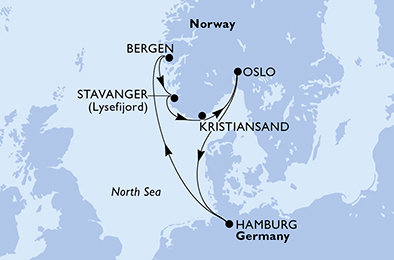 Nemecko, Nórsko z Hamburgu na lodi MSC Preziosa