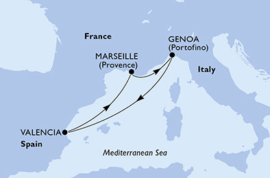 Taliansko, Španielsko, Francúzsko z Janova na lodi MSC Seaview