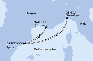 Francúzsko, Španielsko, Taliansko z Marseille na lodi MSC Magnifica