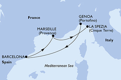 Taliansko, Španielsko, Francúzsko z Janova na lodi MSC Magnifica