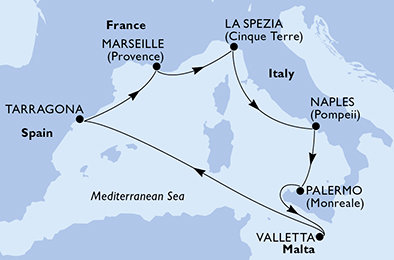 Taliansko, Malta, Španielsko, Francúzsko z La Spezie na lodi MSC Magnifica