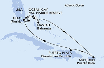 USA, Bahamy, Dominikánska republika z Miami na lodi MSC Seascape