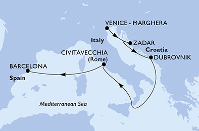 Taliansko, Chorvátsko, Španielsko na lodi MSC Armonia