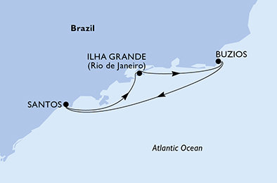 Brazília zo Santosu na lodi MSC Lirica