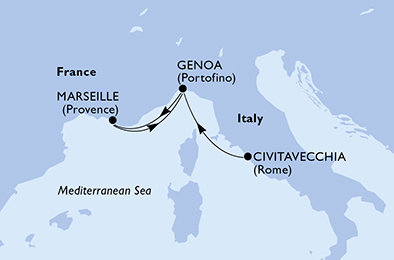 Taliansko, Francúzsko z Civitavechie na lodi MSC Magnifica