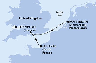 Holandsko, Veľká Británia, Francúzsko z Rotterdamu na lodi MSC Virtuosa