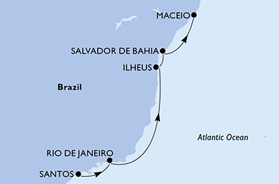 Brazília zo Santosu na lodi MSC Preziosa