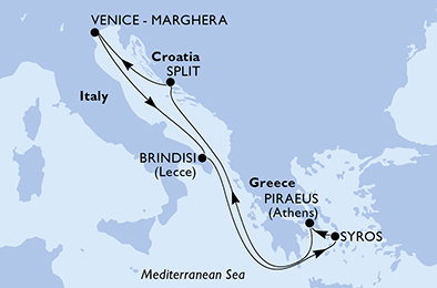 Taliansko, Grécko, Chorvátsko na lodi MSC Armonia