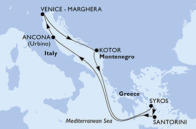 Taliansko, Čierna Hora, Grécko z Ancony na lodi MSC Lirica