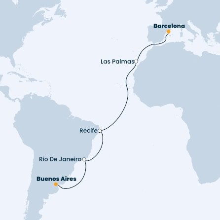 Argentína, Brazília, Španielsko z Buenos Aires na lodi Costa Fascinosa