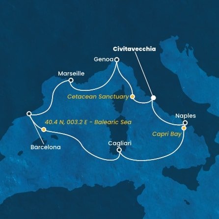 Taliansko, Francúzsko, Španielsko z Civitavechie na lodi Costa Smeralda