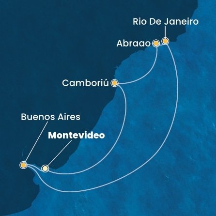 Uruguaj, Argentína, Brazília z Montevidea na lodi Costa Favolosa