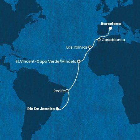 Brazília, Kapverdy, Španielsko, Maroko z Rio de Janeira na lodi Costa Favolosa