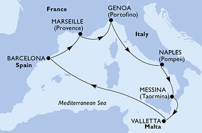 Taliansko, Malta, Španielsko, Francúzsko z Janova na lodi MSC World Europa