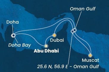 Spojené arabské emiráty, Omán, , Katar z Abu Dhabi na lodi Costa Smeralda