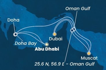 Spojené arabské emiráty, Katar, Omán,  z Abu Dhabi na lodi Costa Smeralda