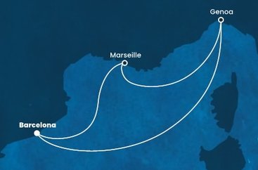 Španielsko, Francúzsko, Taliansko z Barcelony na lodi Costa Diadema