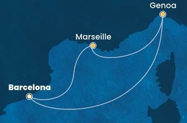 Španielsko, Francúzsko, Taliansko z Barcelony na lodi Costa Diadema