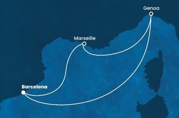 Španielsko, Taliansko, Francúzsko z Barcelony na lodi Costa Smeralda