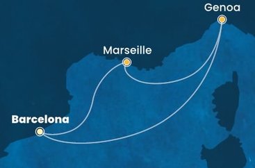 Španielsko, Francúzsko, Taliansko z Barcelony na lodi Costa Favolosa