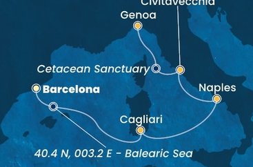 Španielsko, Taliansko z Barcelony na lodi Costa Smeralda