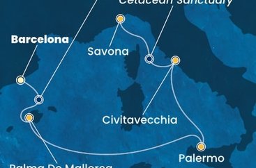 Španielsko, Taliansko z Barcelony na lodi Costa Toscana