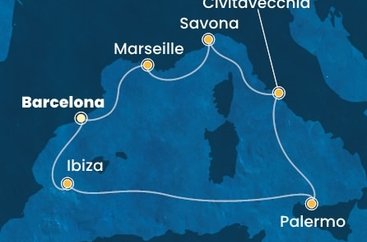 Španielsko, Taliansko, Francúzsko z Barcelony na lodi Costa Smeralda