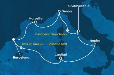 Španielsko, Taliansko, Francúzsko z Barcelony na lodi Costa Smeralda