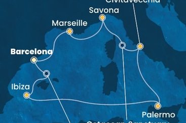 Španielsko, Taliansko, Francúzsko z Barcelony na lodi Costa Toscana