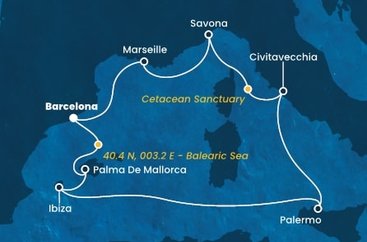 Španielsko, Taliansko, Francúzsko z Barcelony na lodi Costa Toscana