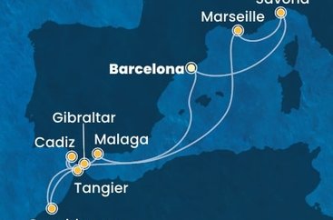 Španielsko, Maroko, Gibraltár, Francúzsko, Taliansko z Barcelony na lodi Costa Fascinosa