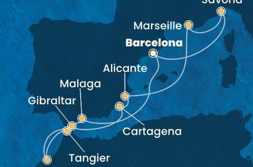 Španielsko, Maroko, Gibraltár, Francúzsko, Taliansko z Barcelony na lodi Costa Diadema