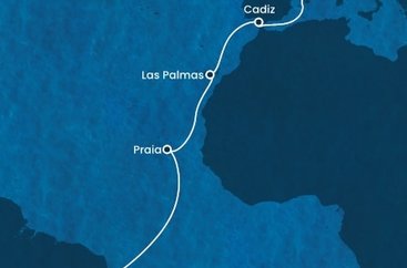 Španielsko, Kapverdy, Brazília z Barcelony na lodi Costa Diadema