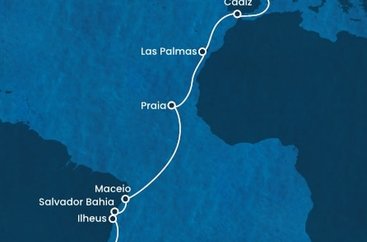 Španielsko, Kapverdy, Brazília z Barcelony na lodi Costa Diadema