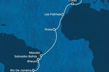 Španielsko, Kapverdy, Brazília z Barcelony na lodi Costa Diadema