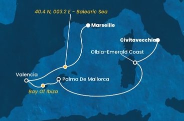 Taliansko, Španielsko, , Francúzsko z Civitavechie na lodi Costa Pacifica