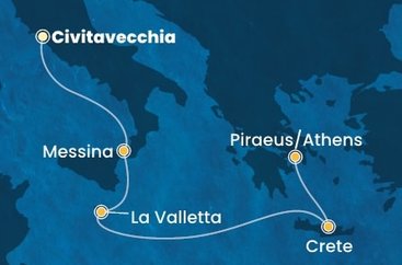 Taliansko, Malta, Grécko z Civitavechie na lodi Costa Fortuna