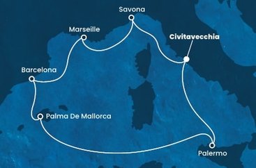 Taliansko, Francúzsko, Španielsko z Civitavechie na lodi Costa Smeralda